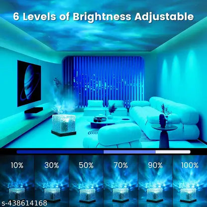 Wave Lamp Ocean Wave Projector Light, Romantic LED Night Light with 3D Water Wave Effect, Warm Ambiance Projection Lamp, Crystal Table Lamp for Bedroom Decor